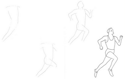 Как да се направи човек, който тича с молив, бои етапи