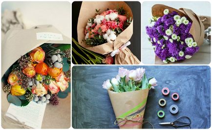 Как да се опаковат букет цветя със собствените си ръце, и бонбони