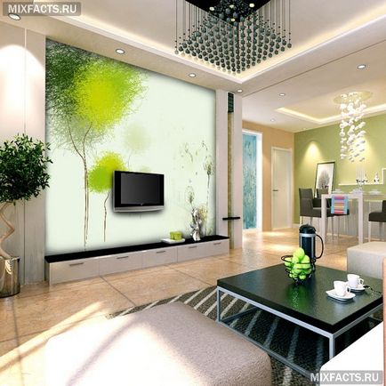 Правила и дизайнерски идеи на стените в хола (снимка)