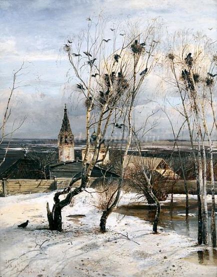 Рисуване етапи Пролетен пейзаж (пейзаж) Етапа на изтегляне на пролетта пейзаж