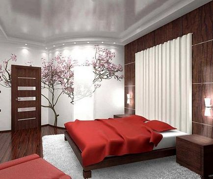 Спалня в японски стил на интериорния дизайн (в платежния от малката стая) снимка