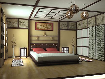 Спалня в японски стил, дизайн, интериор, снимки, видео