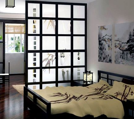 Спалня в стил, снимка, интериорен дизайн на японската със собствените си ръце, дизайн завеси, малки мебели,
