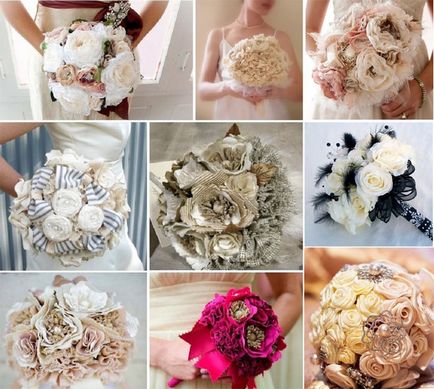 Сватбени букети от плат с ръцете си - майсторски клас, фото и видео