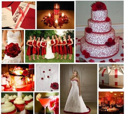 Сватбена рокля с червена панделка