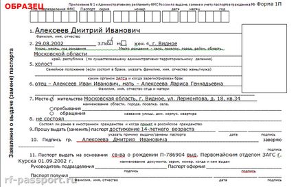 Заявлението за издаване (заместителна) паспорт - заготовки и проби (заготовки) Заявлението за издаване (заместителна) паспорт - форми и образци