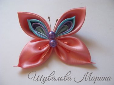 Butterfly на сатенени панделки, майсторски клас