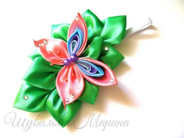 Butterfly на сатенени панделки, майсторски клас (сатен) Butterfly на сатенени панделки, майсторски клас