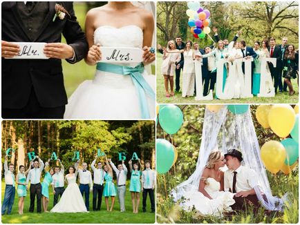 Turquoise сватбена украса и снимка