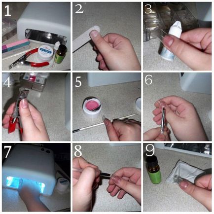 Как да се изгради ноктите си у дома, за да гел и акрил форми, походова технология