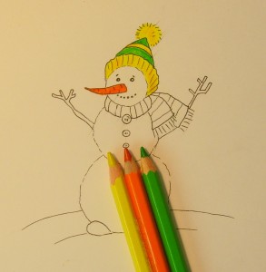 Как да се направи снежен човек, постепенно се направи с молив, моето бебе