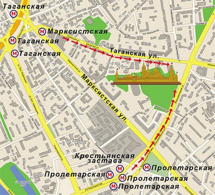 Как да стигнем до Св Матрона на Москва от Taganskaya метро