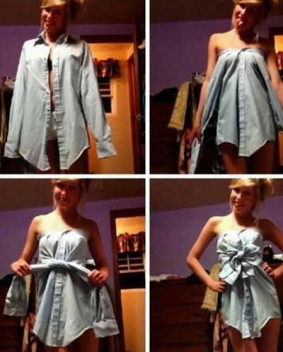 Как да си направим рокля без шиене безпроблемно с ръцете си