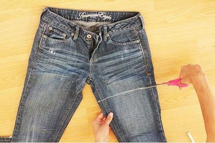Как да си направим къси панталони дънки с ръцете си (снимка)