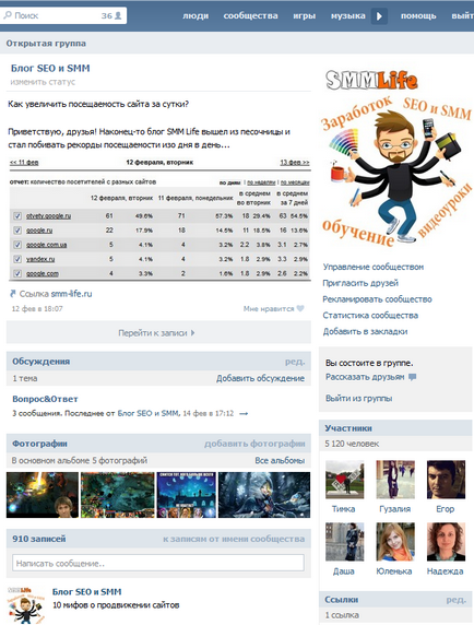 Как да направите менюто за специалист VKontakte блог SMM уики група
