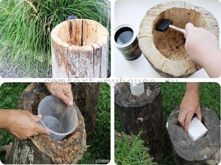 Как да украсят дърво пън в градината 1
