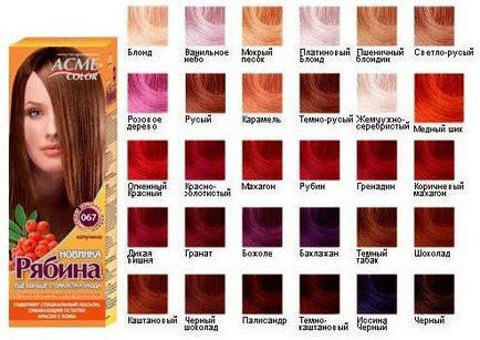 За боядисване на коса Rowan цветова палитра, прегледи