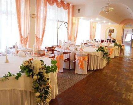 Декорация сватба зала с ръцете си (12 снимки)