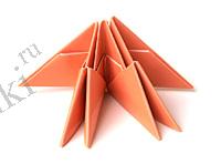 Оригами Swan от хартия - създаването на лебедова от триъгълни модули
