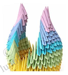 Оригами Swan от хартия - създаването на лебедова от триъгълните модули