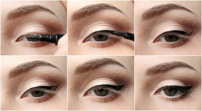 Очна линия как да се прилагат и оттенък (вдясно) Eyeliner как да се прилагат и оттенък