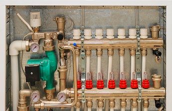 Контролиран температура на водата подово отопление, разходомери