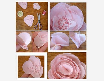 Рози от тъкани с ръце майсторски клас снимка