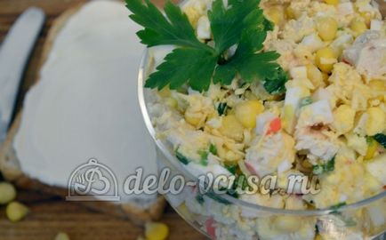 Пилешки салата с раци пръчки (8 снимки) (салата с раци пръчки) Пилешки салата с раци пръчки (8 снимки)