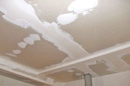 Шпакловка таван от гипсокартон преди боядисване - етапи на работа с техните ръце, материали
