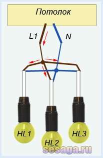 електрически схеми полилеи като 2, 3, 5 лампи