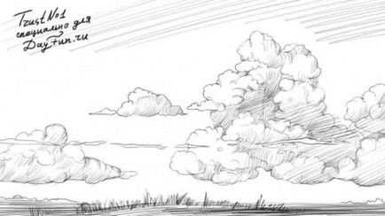 Уроци по рисуване - как да рисуват етапите на небето молив