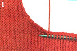 Игли за плетене плетени на задната част на врата постепенно