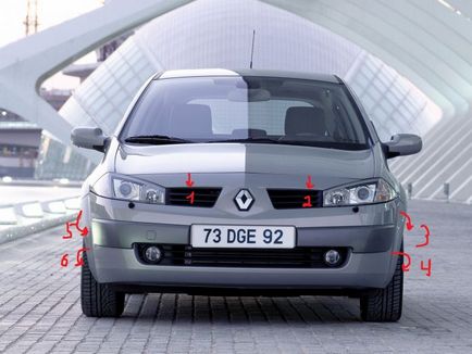 Как да премахнете предната броня на Renault Megane 2 (отпред) Как да премахнете предната броня на Renault Megane 2