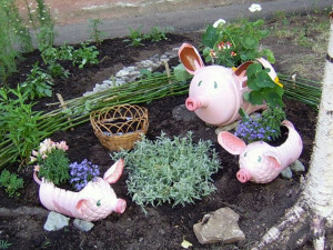 Flowerbeds на пластмасови бутилки (например слънчева различаващи страна) Легла на пластмасови бутилки