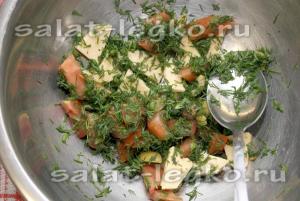 Домат салата с маслини - рецепта със снимки