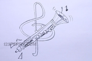 Cum de a desena o trompetă treptat creion