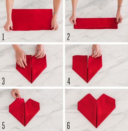 Как да сгънем салфетка във формата на сърце