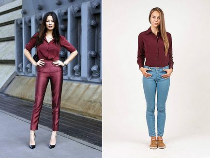 Bordeaux bluza va crea un aspect elegant de lux