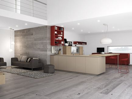 Бордовий колір в дизайні інтер'єру кухні, поєднання з білим, сірим і бежевим, стільниця, штори і