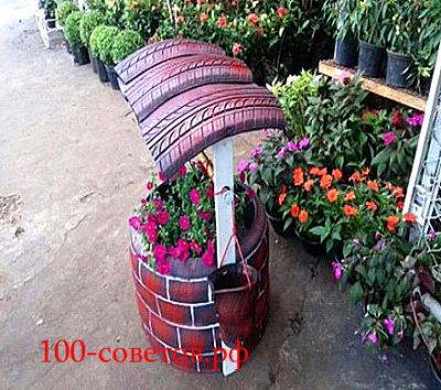 Декоративний колодязь з автомобільних шин, вироби своїми руками для саду, авто і дачі