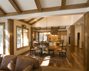 Proiectarea de plafoane cu grinzi din lemn nou interior al camerei