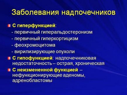 Гіперфункція і гіпофункція надниркових залоз (мозкового шару) симптоми і лікування