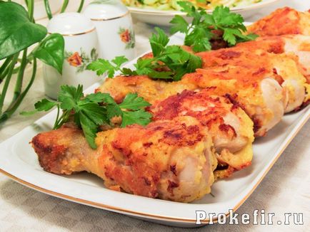 Főzni csirkecomb egy serpenyőben ropogós tempura - lépésről lépésre recept fotók