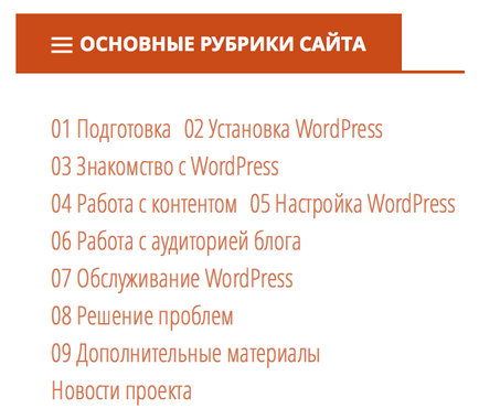 Як вивести меню в сайдбарі wordpress