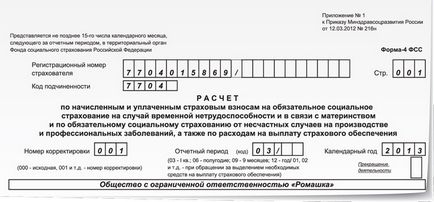 Ajustarea formularului-4 FSS