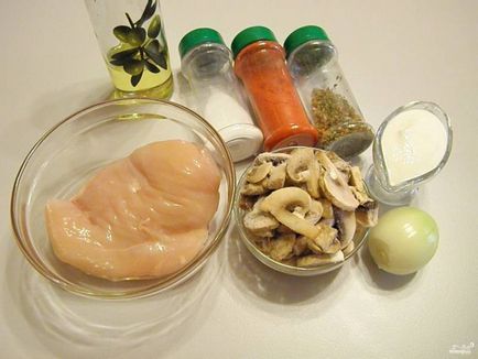 Csirkemell filé gombamártással - lépésről lépésre recept fotók