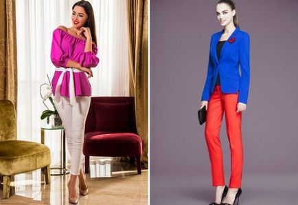 Modele costume pentru femei pantaloni 2017 - stricte și seara, sport și elegant, pentru plin și