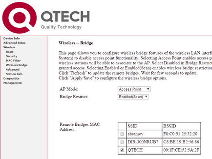 Налаштування бездротового мосту (wireless bridge) на qdsl-1040wu