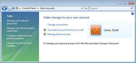 Lucrul cu controlul contului de utilizator (uac) în Windows Vista