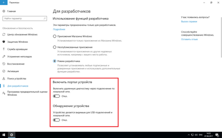 Fejlesztői mód Windows 10